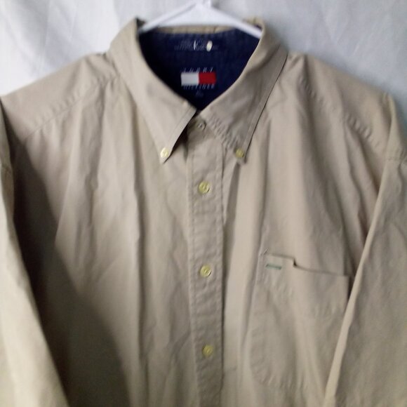 Tommy Hilfiger Shirt Men XL Button Down Short Sleeve Pocket Tan - Picture 3 of 12